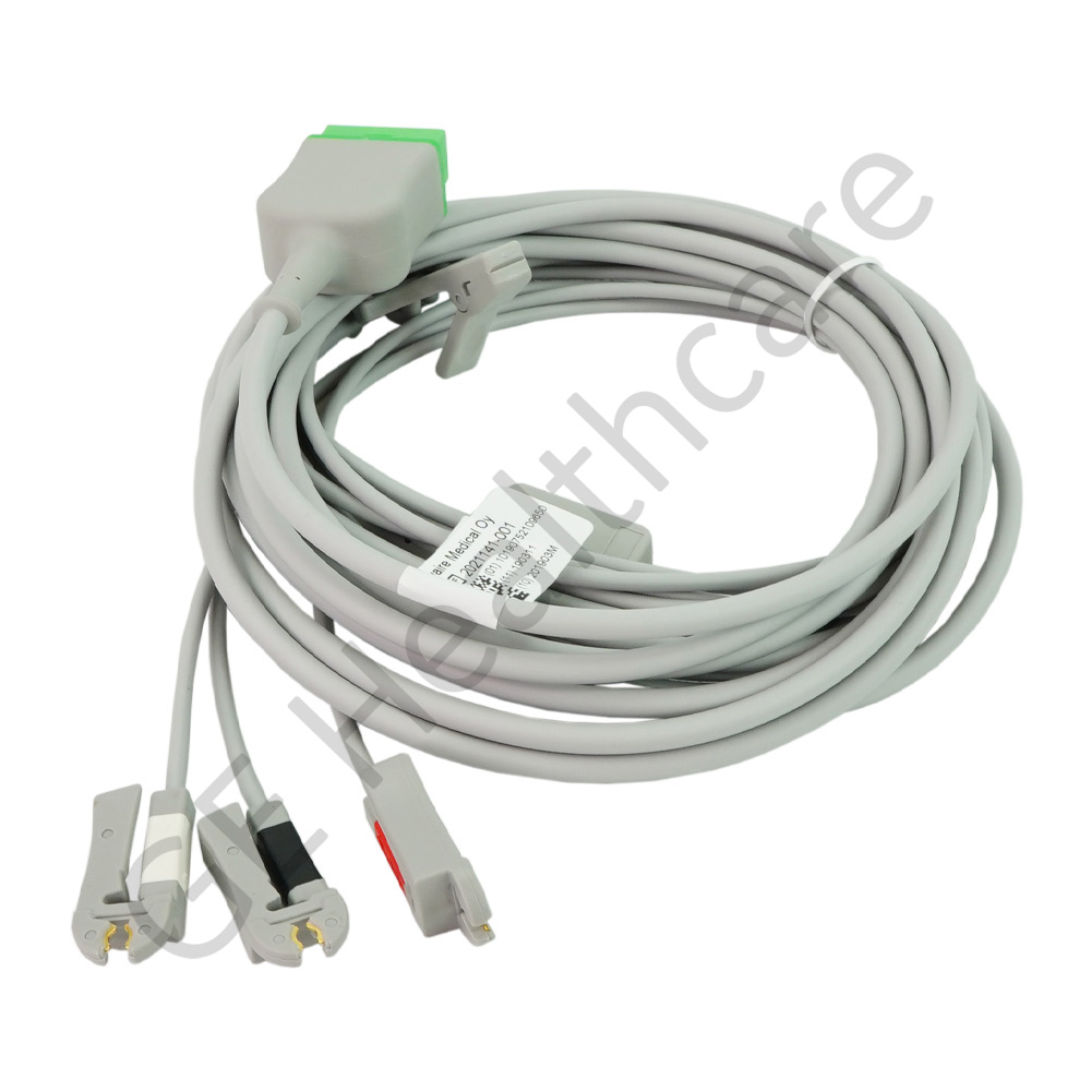 ECG Trunk Cable, 3-ld w/ integrated grabber leadwire, AHA, 3.6 m/12 ft.