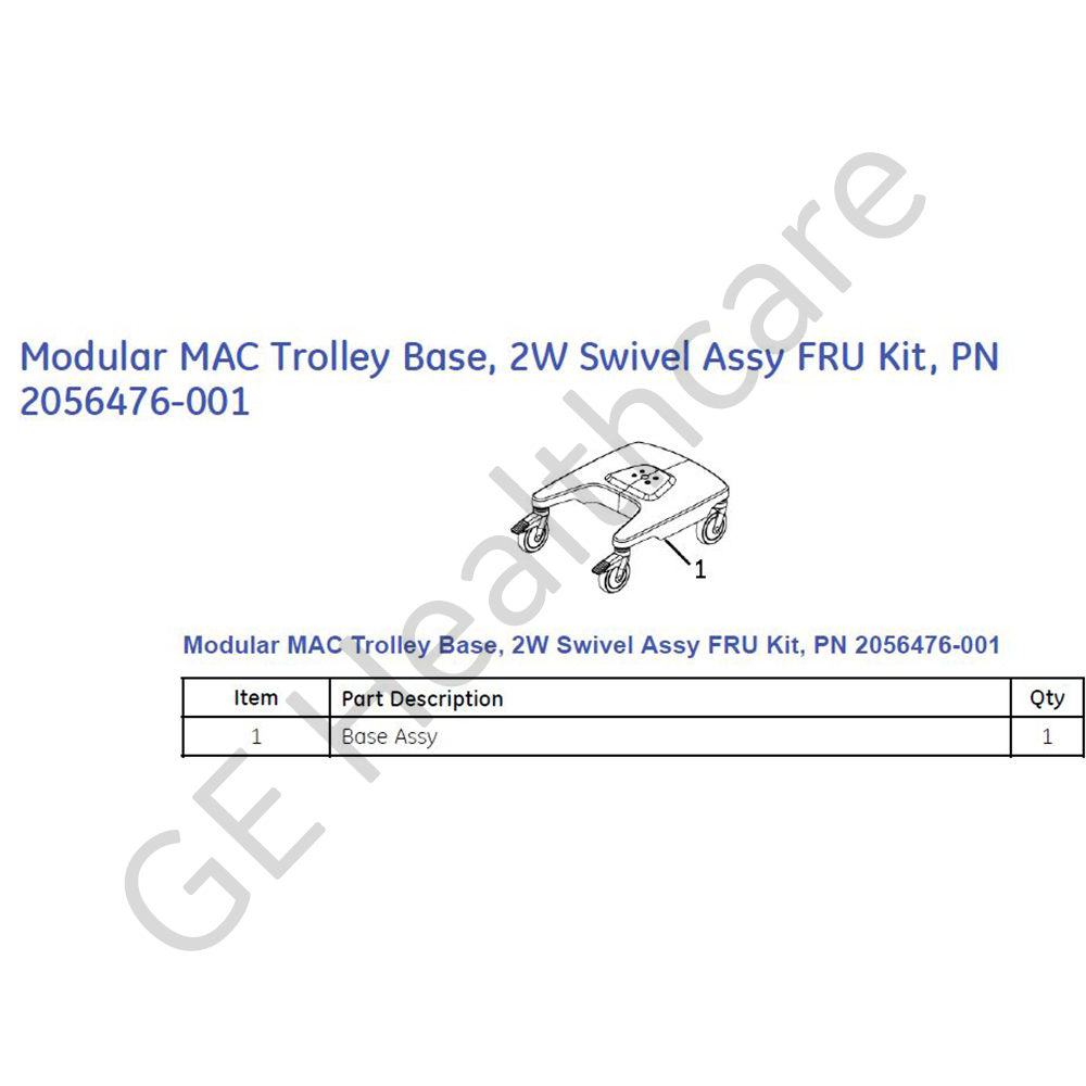 MAC 5500/3500 Trolley Base Assembly with 2 Swivel Wheels MAC 5500/3500 Trolley Base Assembly with 2 Swivel Wheels