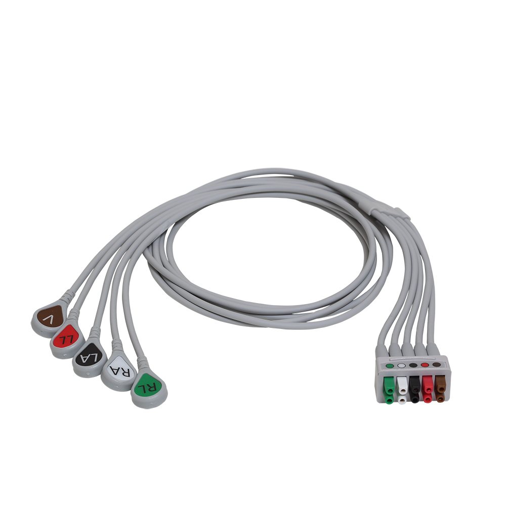 ECG Leadwire set, 5-lead, snap, AHA, 74 cm/29 in, 1/pack ECG Leadwire set, 5-lead, snap, AHA, 74 cm/29 in, 1/pack
