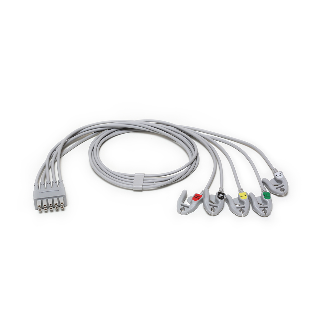 ECG Leadwire set, 5-lead, grouped, grabber, IEC, 74 cm/29 in, 1/pack ECG Leadwire set, 5-lead, grouped, grabber, IEC, 74 cm/29 in, 1/pack