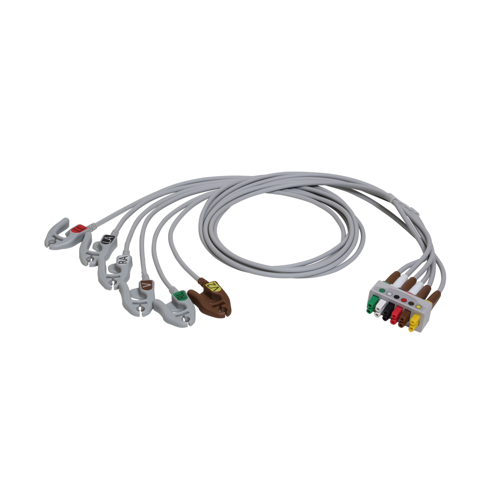 ECG Leadwire set, 6-lead, grouped, grabber, AHA, 74 cm/29 in, 1/pack ECG Leadwire set, 6-lead, grouped, grabber, AHA, 74 cm/29 in, 1/pack