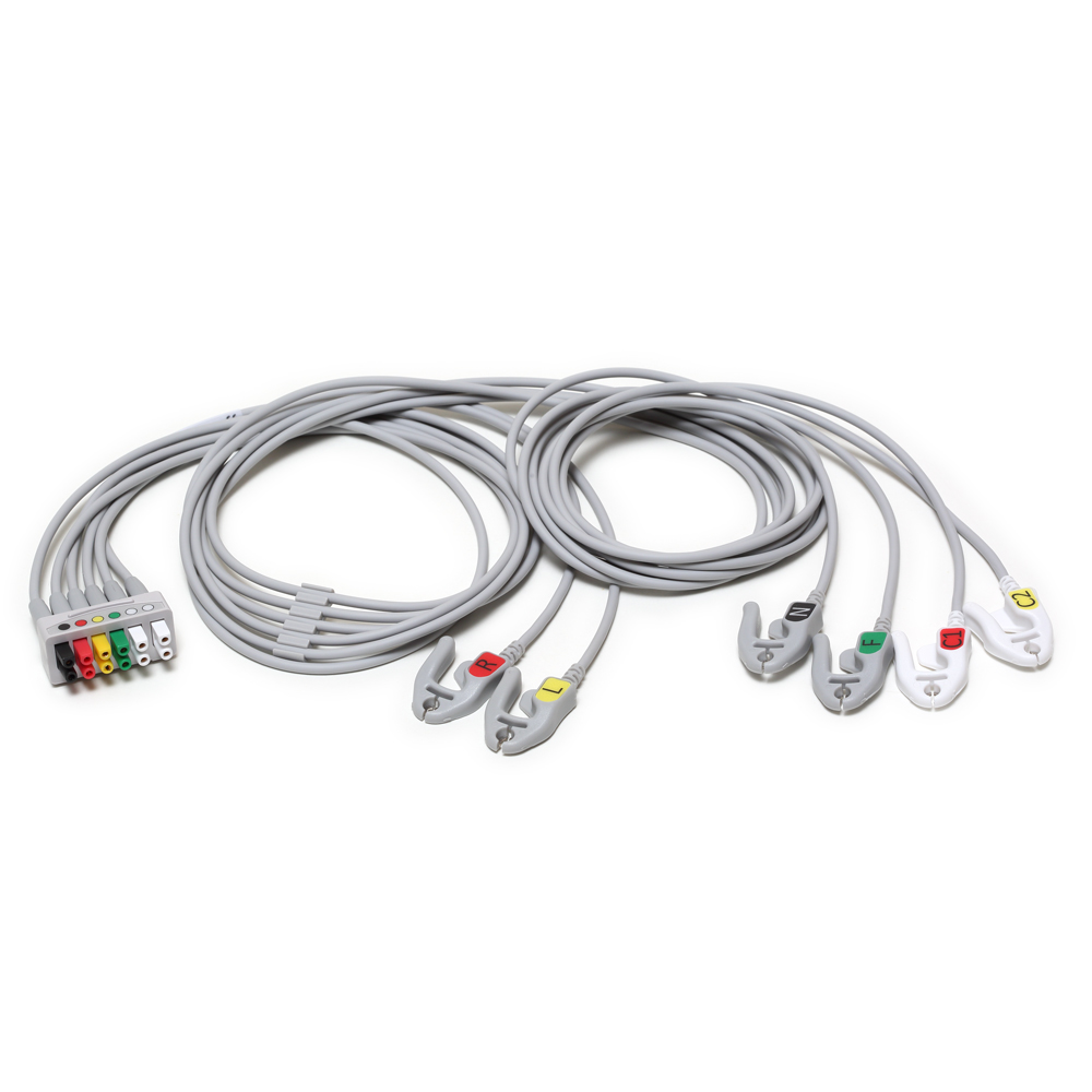 ECG Leadwire set, 6-lead, grouped, Grabber, IEC, mix 74 cm/ 29 in, 130 cm/ 51 in